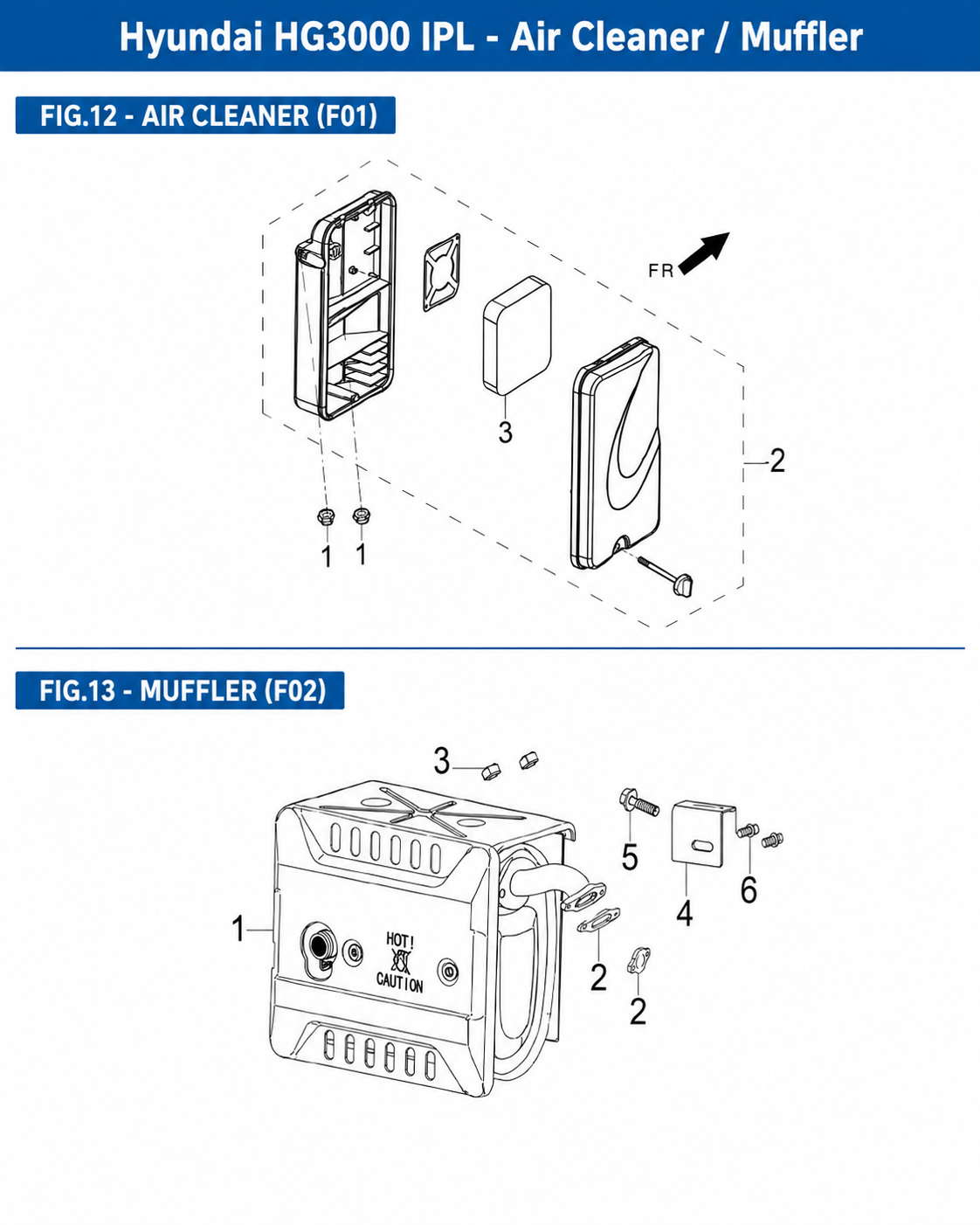 Hyundai HG3000 IPL Air Cleaner / Muffler diagram