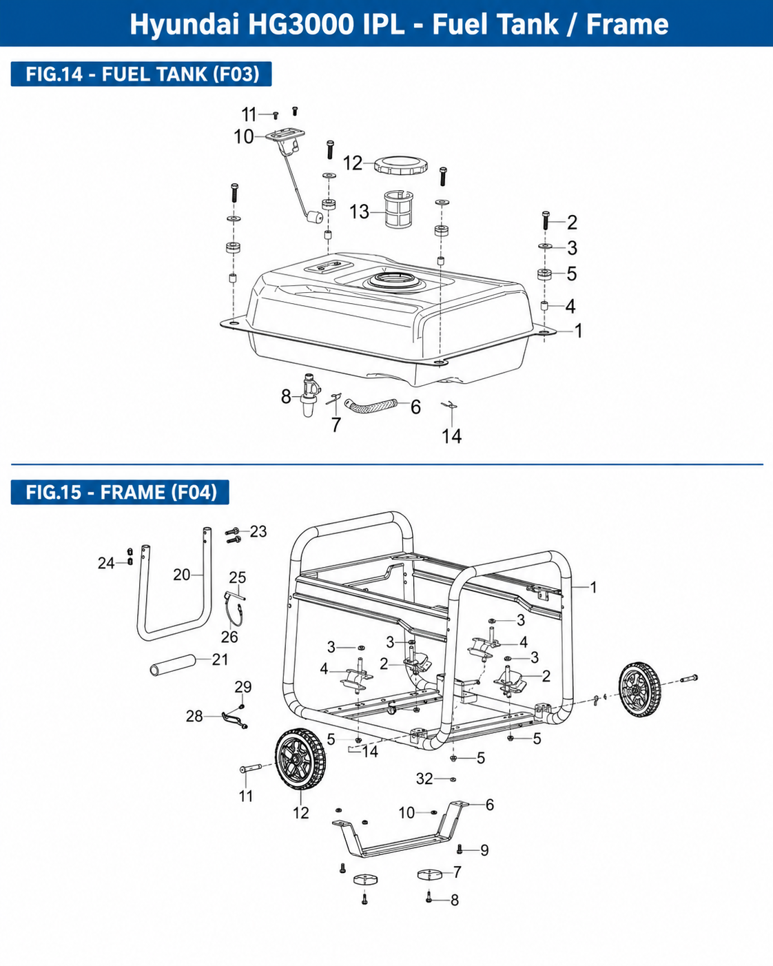Hyundai HG3000 IPL Fuel Tank / Frame diagram