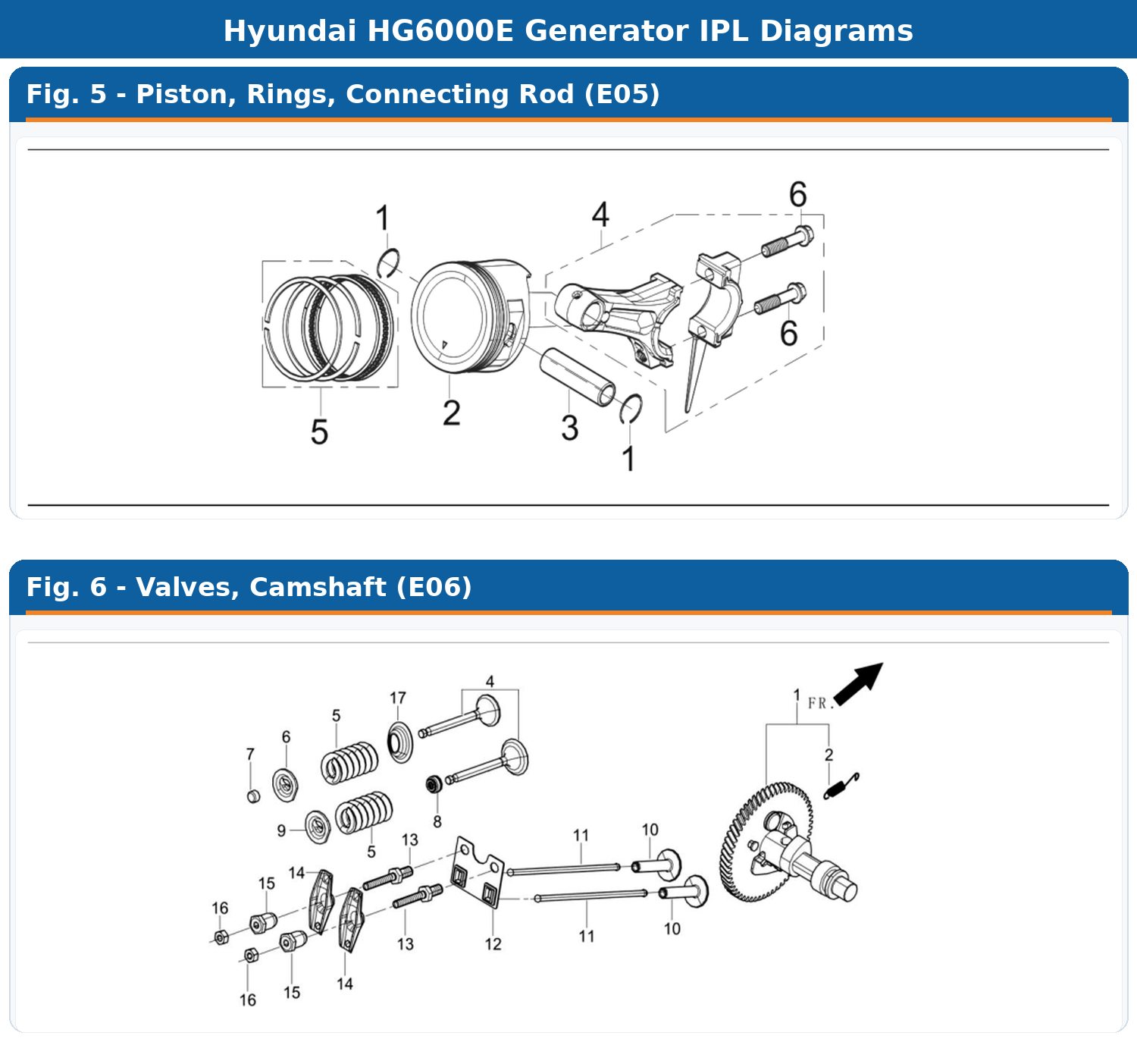 Hyundai HG6000E IPL Piston, Rings, Connecting Rod / Valves, Camshaft