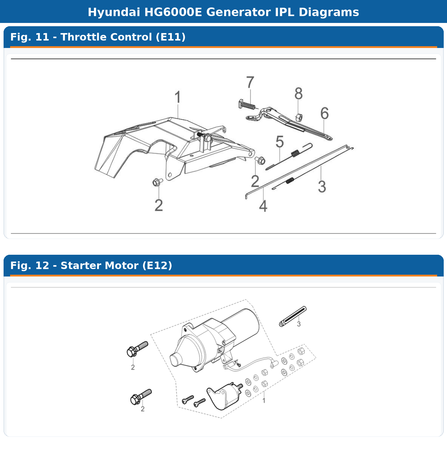 Hyundai HG6000E IPL Throttle Control / Starter Motor