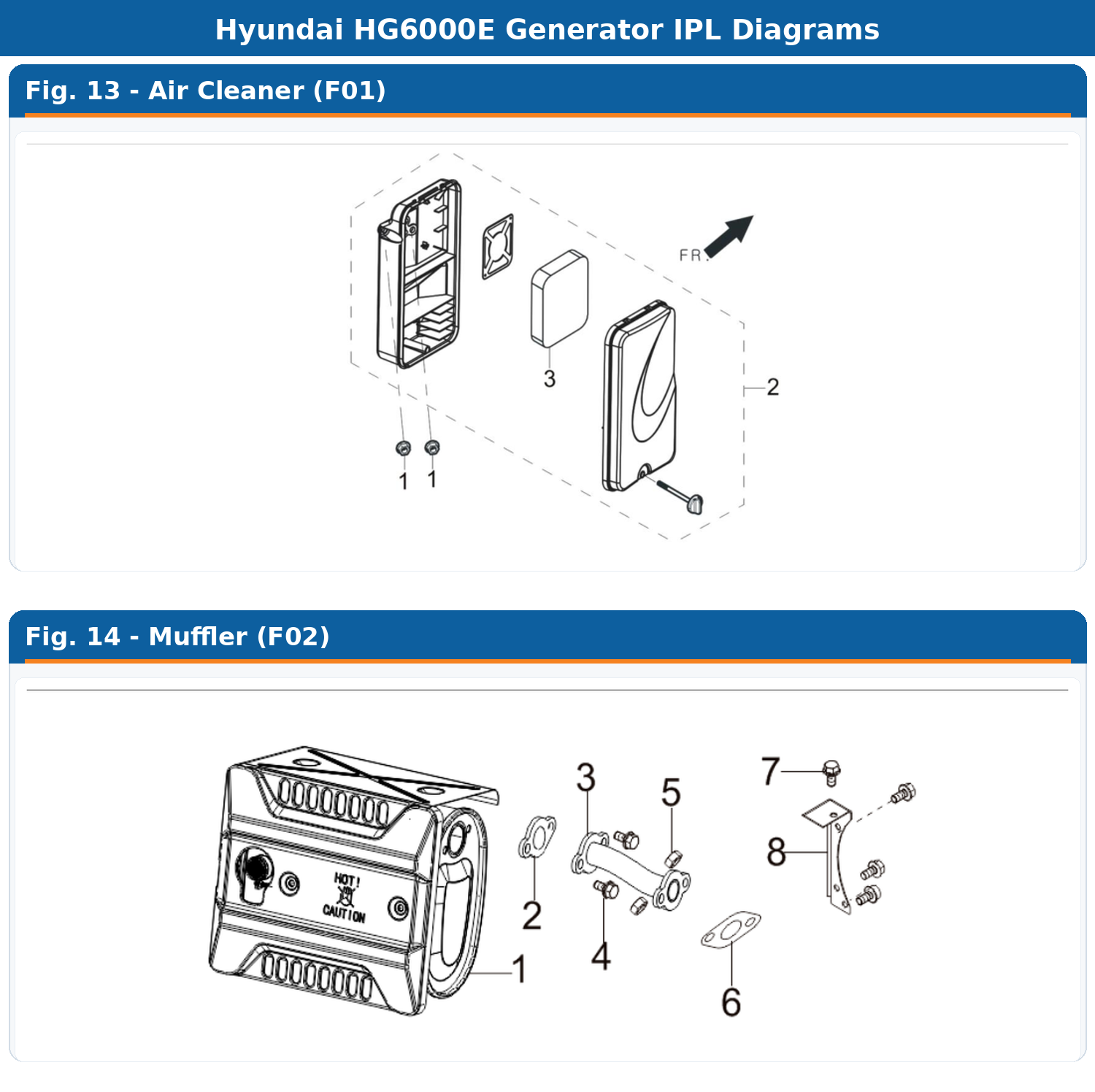 Hyundai HG6000E IPL Air Cleaner / Muffler