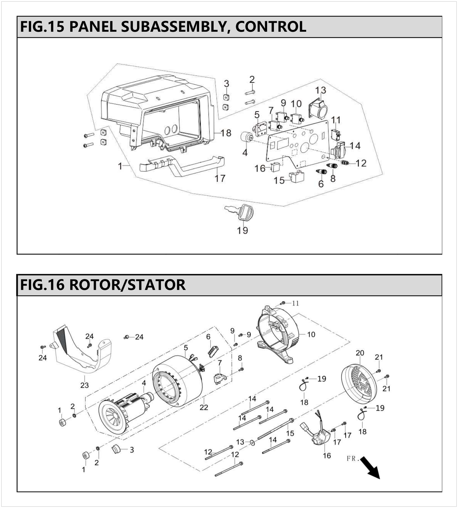 Hyundai HG8500E Control Panel / Rotor Stator IPL diagram