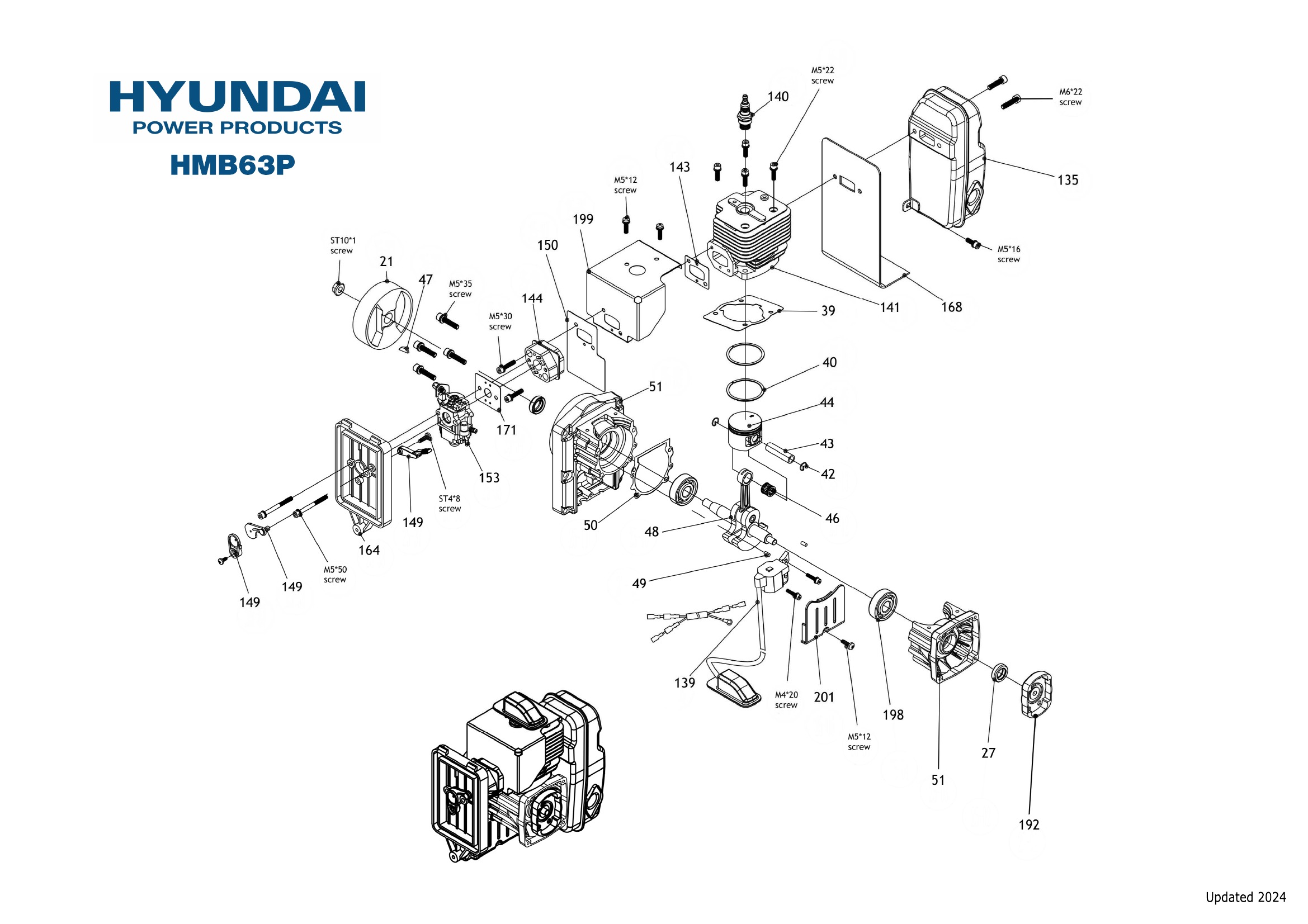 Hyundai HMB63P mist blower illustrated parts diagram page 2
